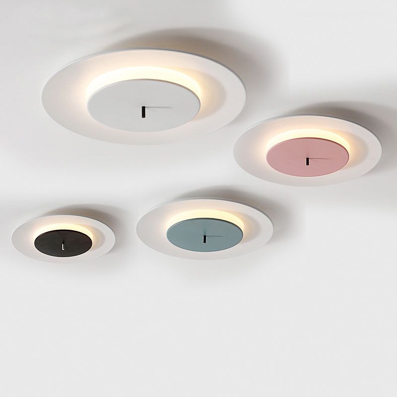 Wrought Iron LED Flush Mount in Modern Simplicity Acrylic Circular Ceiling Light for Cloakroom