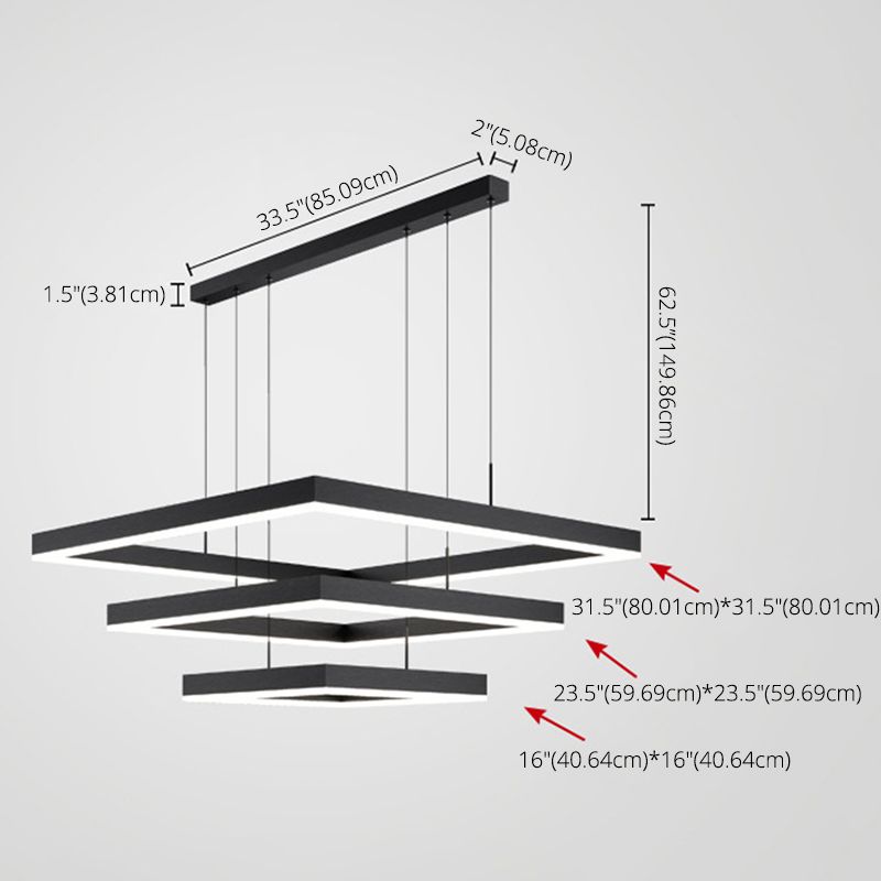 Square Pendant Light Fixture Modern Minimalist Style Acrylic Pendant Light