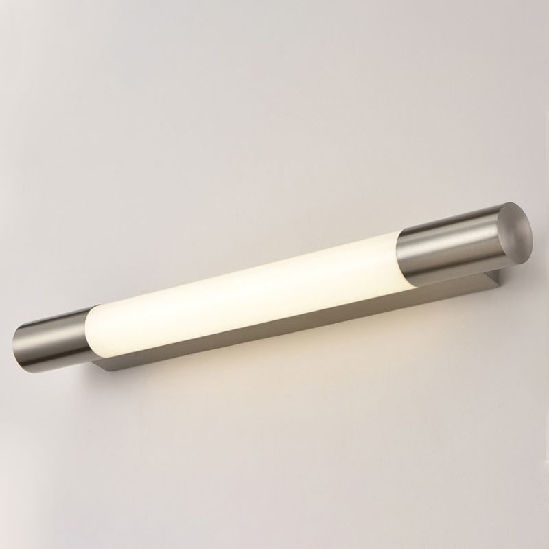 1 Light Metal Linear Wall Lighting Modern Style Mirror Wall Mount Light Fixture in Nickel