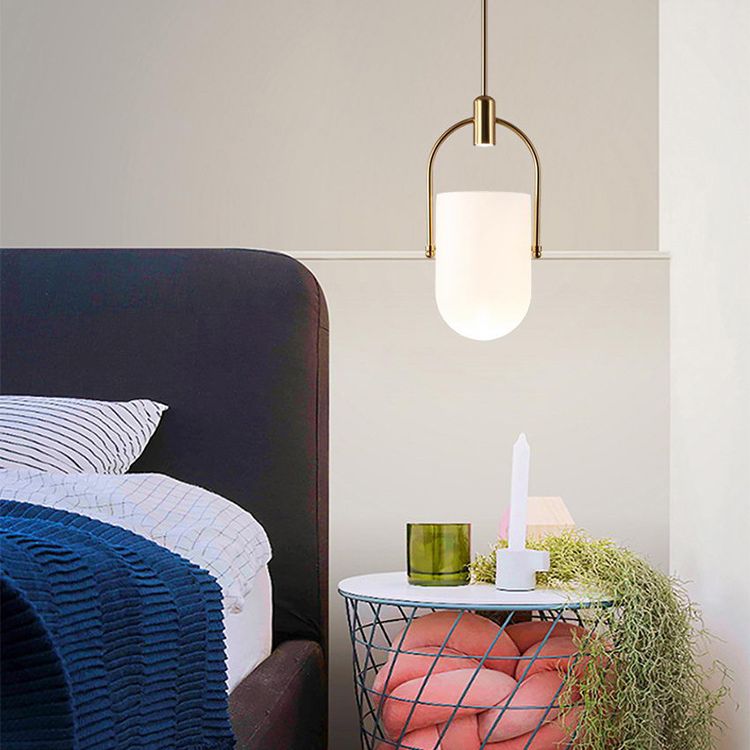 Golden moderne stijl glas hangend licht met enkele lamp mini slaapkamer verlichtingsarmatuur