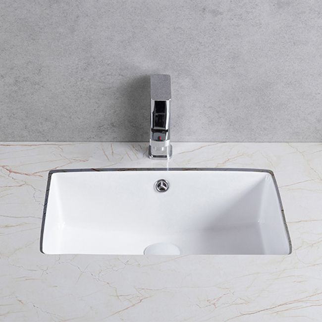 Traditional Undermount Bathroom Sink Porcelain Rectangular with Basin Basin Sink Only