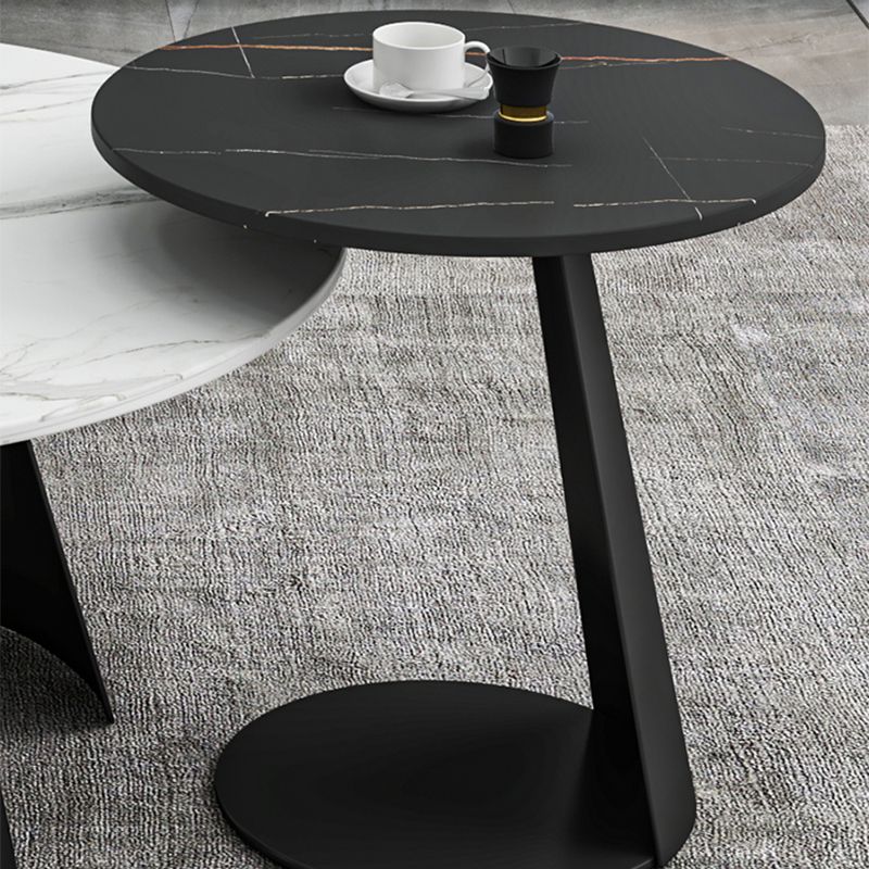 White Round Coffee Table Slate Coffee Table Set with Black Legs