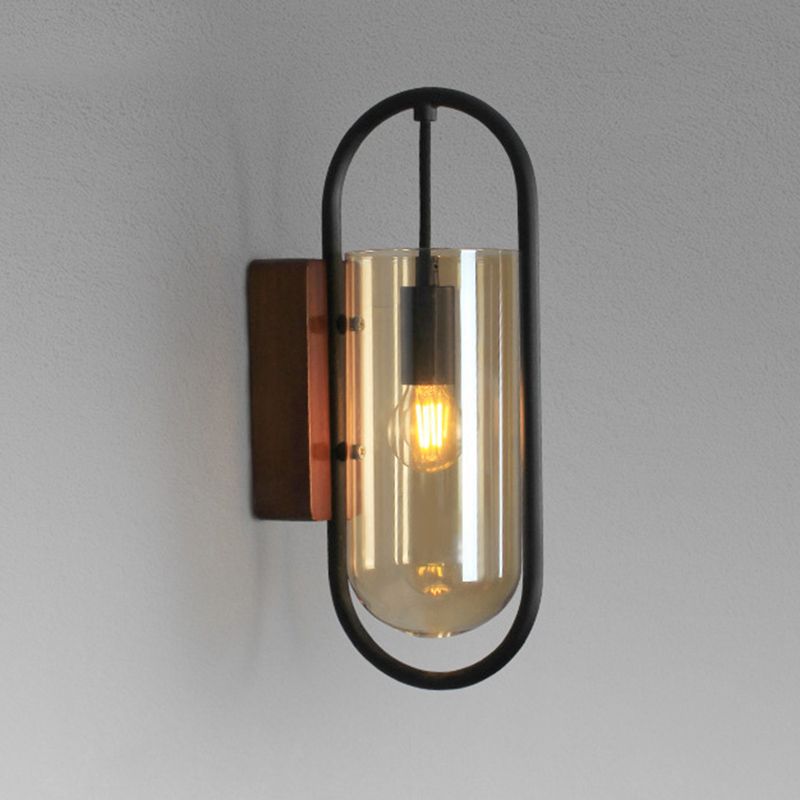 Luce di panna da parete per rivestimenti in quercia scura Luce da parete in vetro vintage per camera da letto da letto d'albergo