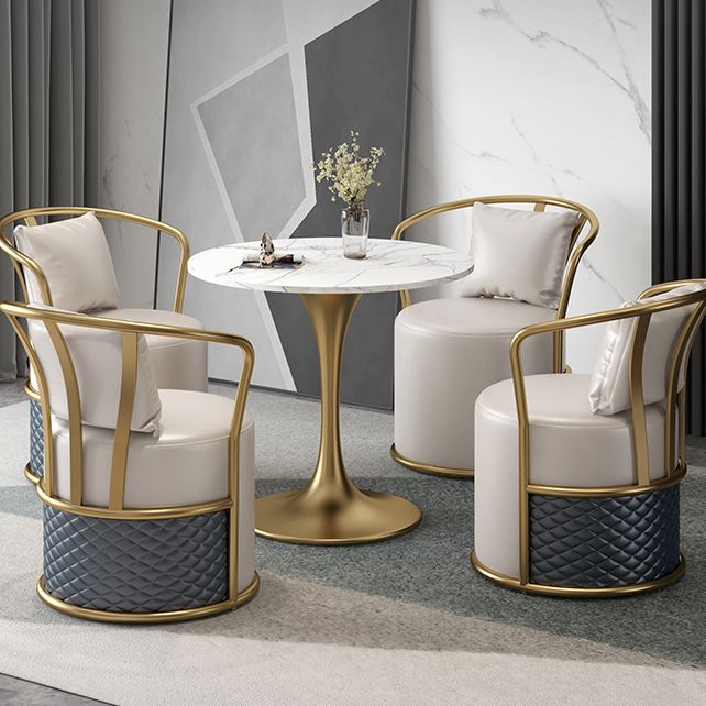 Glam Dinette Set for Home 1/2/4/5 Pieces Glossy White Stone Dining Table Set