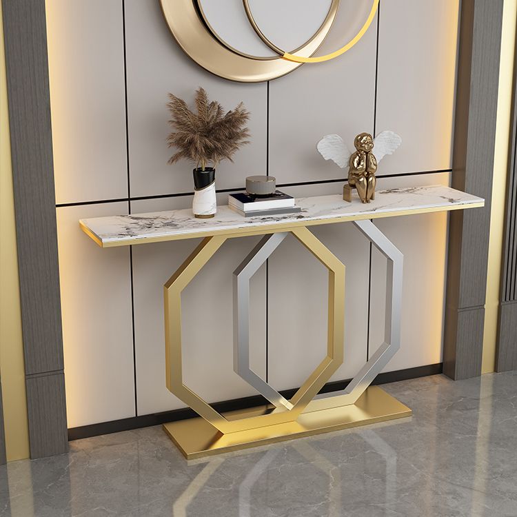 Glam Console Accent Table Antique Finish Sofa Table in Stone