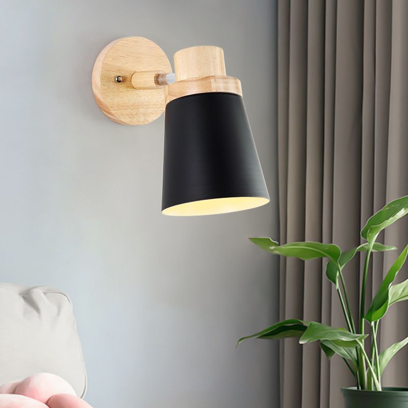 Modern Style Flared Wall Sconces Wood 1 Light Wall Mount Light Fixture