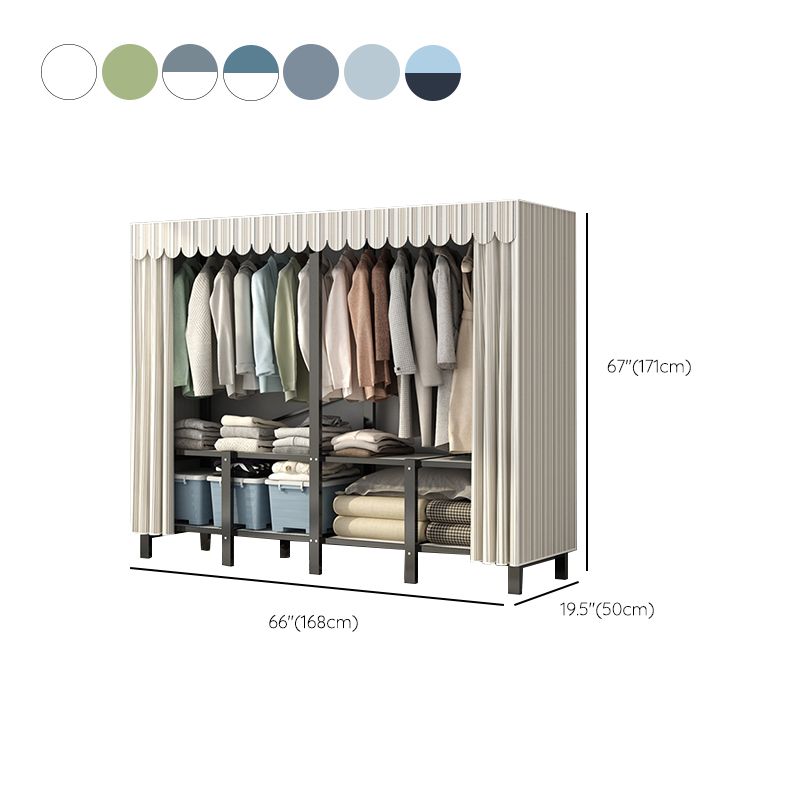 Freestanding Metal Frame Wardrobe Foldable Wardrobe with Garment Rod