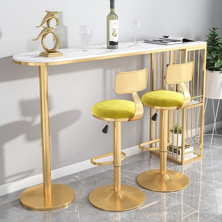 Glam Liftable Backrest Counter Stool Iron Cafe Bar Stool with Velvet Cushion and Pedal