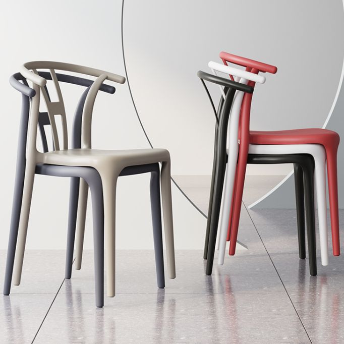 Chaise de salle à manger en plastique de style contemporain, chaise à dossier Wishbone pour cuisine