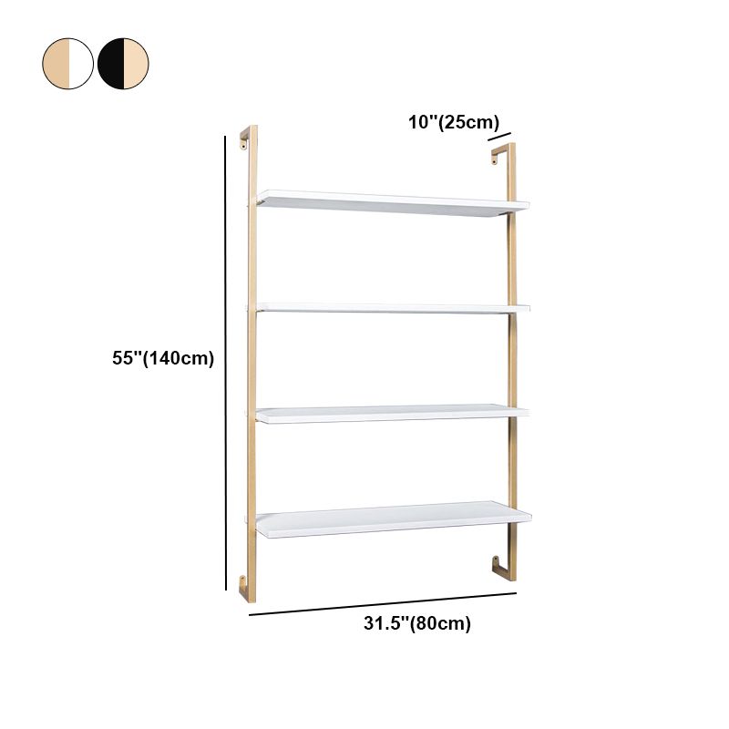 Contemporary Wall Unit Bookcase Metal Frame Pine Wood Shelf Bookshelf