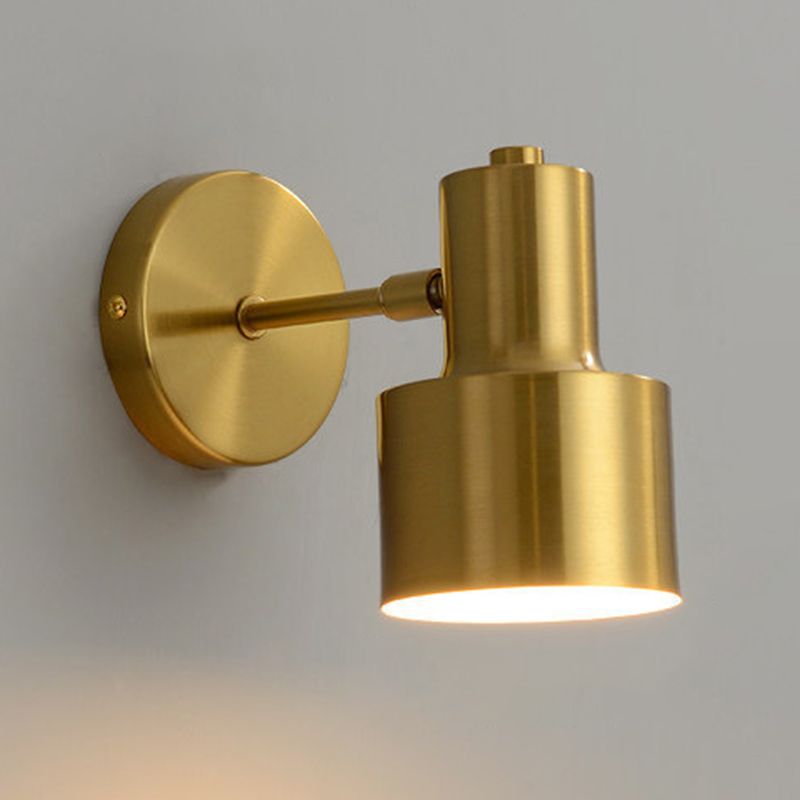 Drum Shape Metal Vanity Light Modern Style 1 Light Vanity Light Fixture in Brass