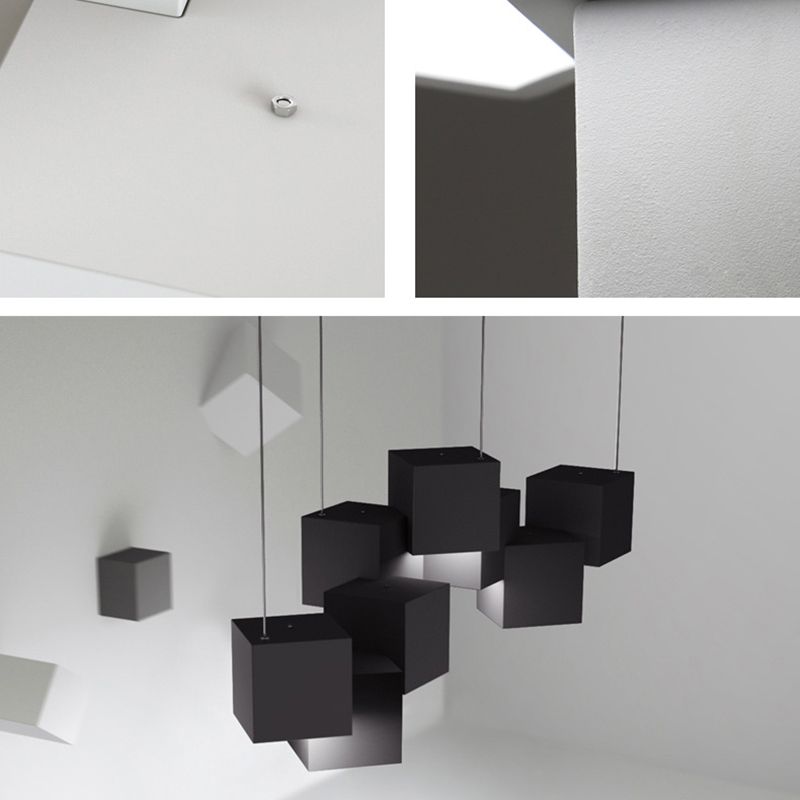 Multiple Square Island Pendant Lighting Modern Art Deco Metal LED Island Lamps for Art Gallery