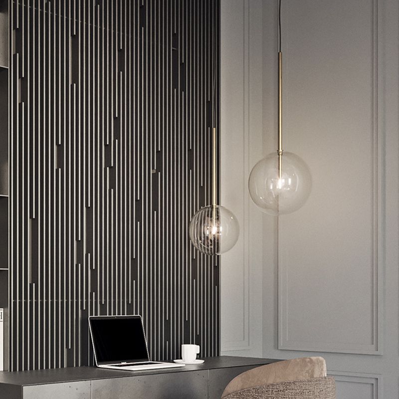 Moderne globale Hanglampenstange klare Glasanhänger Deckenleuchte mit 1 Licht