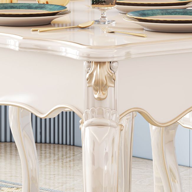 Rectangle Shape White Tone Dining Table Victoria 4 Legs Table for Dining Room