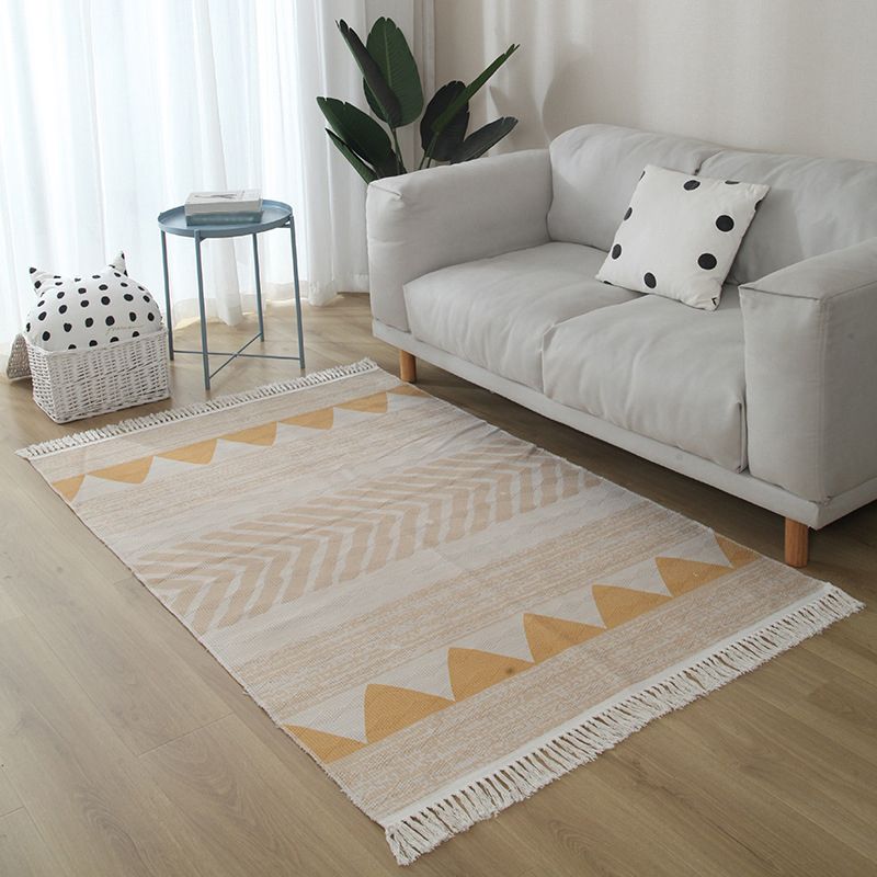 Bohemian Americana Print Carpet Loison Coton Mélange Rapier Fringe Fringe Detail Area Rison pour la décoration intérieure