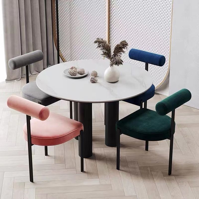 Glam Style Upholstered Dining Chair Open Back Dining Side Chair for Indoor