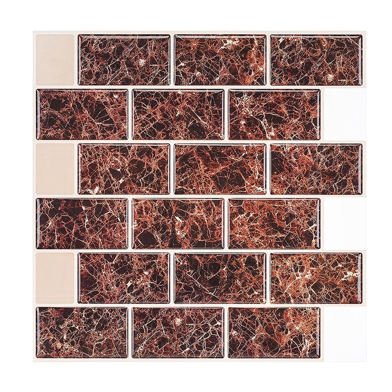 Coffee Brick Wallpaper Panels Marble Look Cottage Self Adhesive Wall Art for Kitchen