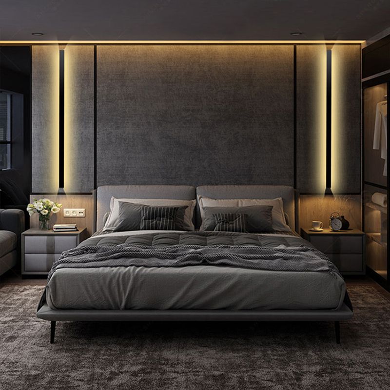 Strip Shade Wall Lighting Modern Simple Style Metal 1 Lights Sconce Lamp for Bedroom TV Background