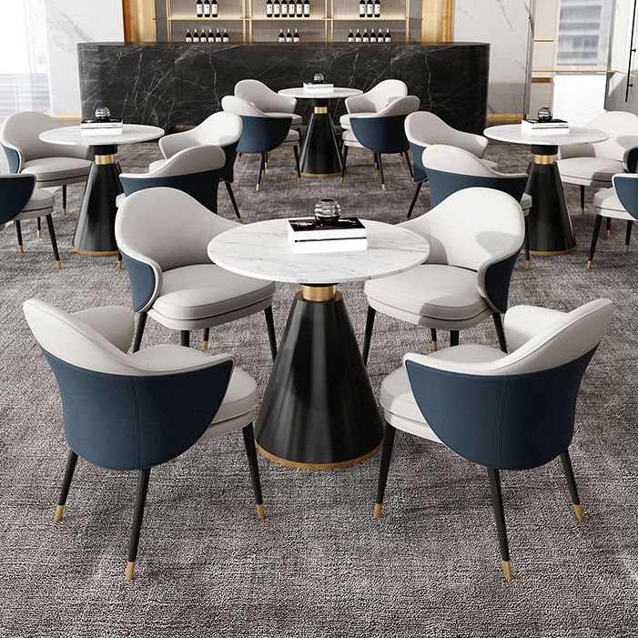 Round Dining Table with Pedestal Base Traditional Luxury Stone Top Table for Home