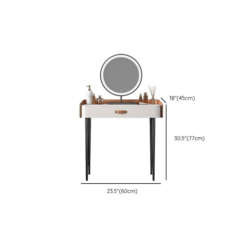 Stone Top Make-up Vanity Orange Solid Wood Vanity Dressing Table Set with Drawers
