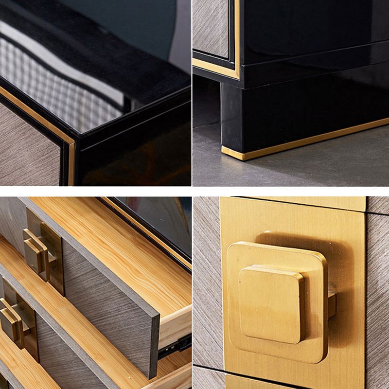 Glam Style Stone TV Stand Enclosed Storage TV Cabinet with 3 Drawers