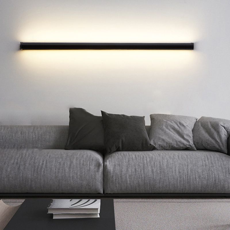 Linear Wall Light Fixture Contemporary Metal 1 Light Wall Sconce in Black