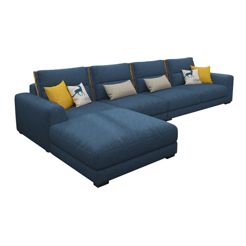 Scandinavian Cotton Blend Square Arm Sofa & Chaise for Living Room