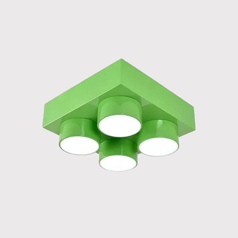 Lámpara de techo LED de bloque de construcción, lámpara de acrílico roja/amarilla/azul de montaje empotrado para dormitorio