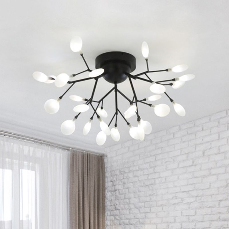 Firefly Shade LED Semi Flush Postmodern Firefly Living Room Ceiling Mount Chandelier