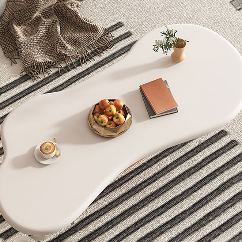 Modern White Trestle Coffee Table Geometric Manufactured Wood Cocktail Table