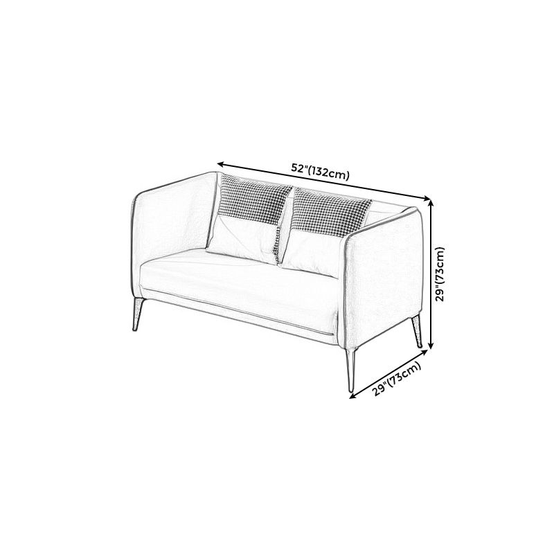 Scandinavian Faux Leather Tight Back Sofa with Square Arms for Living Room