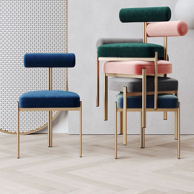 Glam Velvet Dining Chair Open Back Dining Side Furniture in Matte Finish for Indoor