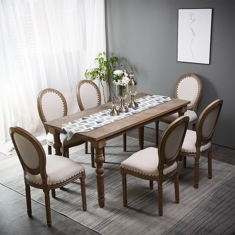 Mesa de comedor rectangular de madera maciza estilo mediados de siglo con 4 patas