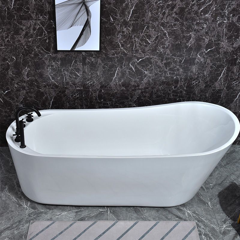 Modern Acrylic Freestanding Bathtub Soaking Single Slipper Tub in White
