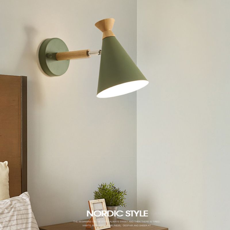 Nordic Style Iron Wall Mount Light Cone Shape Colorful Wall Lamp for Living Room