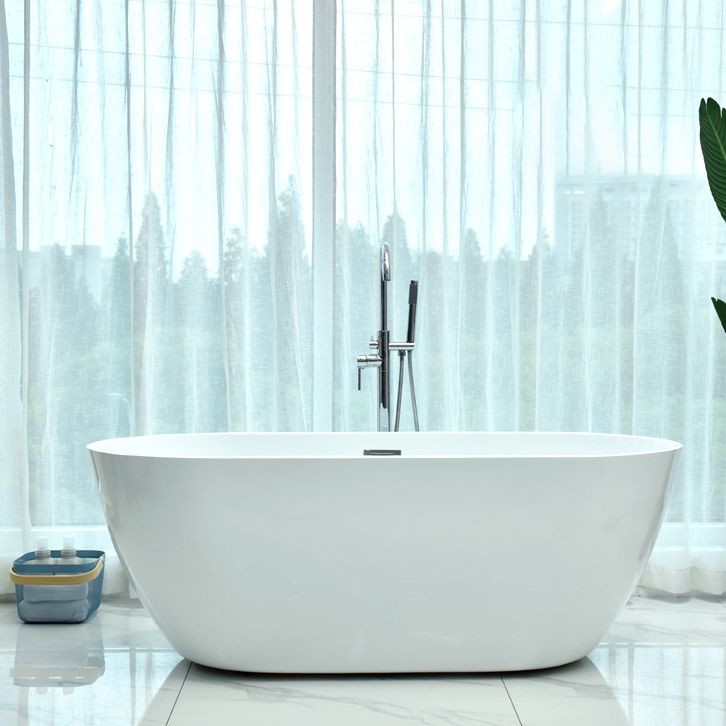 Antique Finish Stand Alone Bathtub Modern Soaking Oval Bath Tub