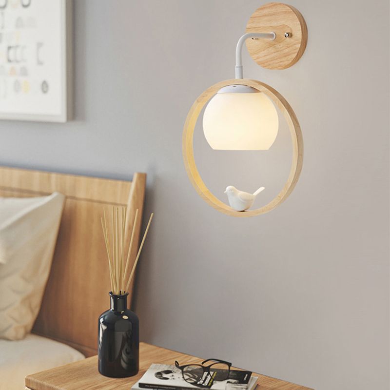 Modern Style Round Wall Light Sconces Wood 1 Light Wall Lighting Ideas