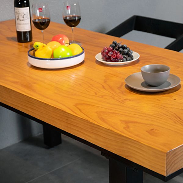 Industrial Pine Wood Table Rectangle 4 Legs Base Dining Table for Kitchen