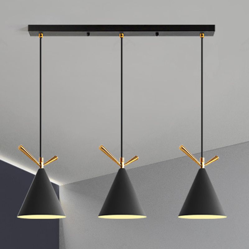 Modern Cone Shade Island Pendant Light 3-Light Ceiling Light with Metal Shade