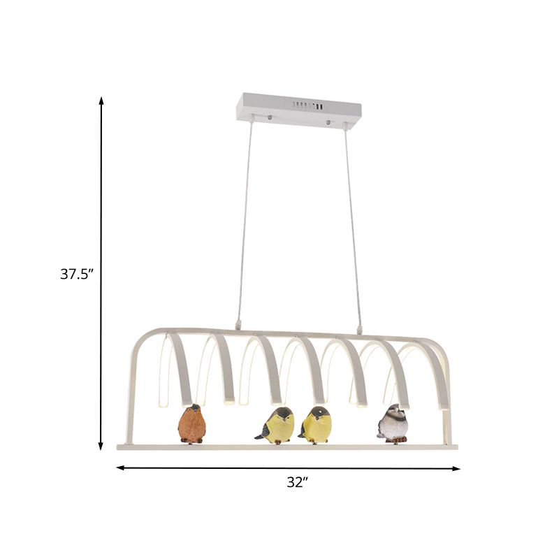 Gebogene Acrylhängeler -Kronleuchter Moderne LED LED Pendellampe in warm/weiß/natürliches Licht mit Vögeln Dekor