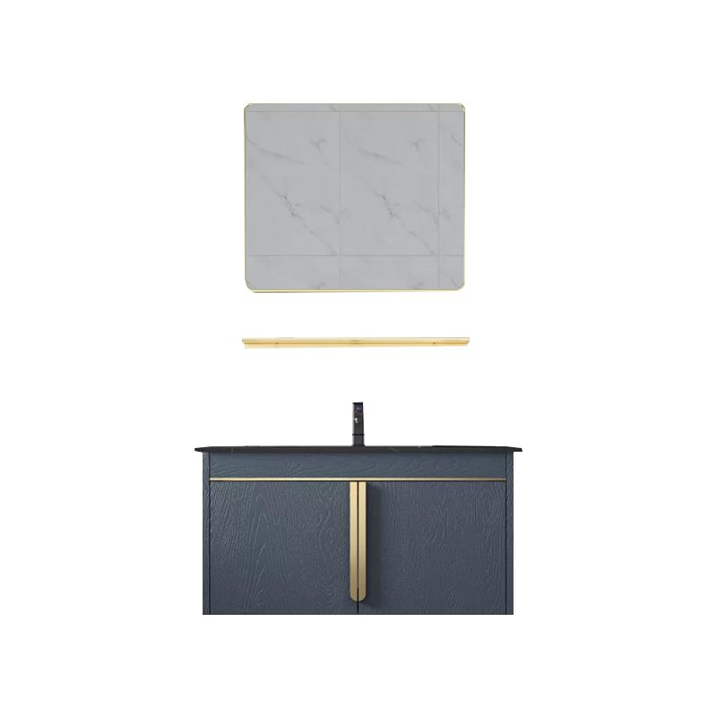 Rectangular Contemporary Bathroom Vanity Set Stainless Steel Sink Cabinet