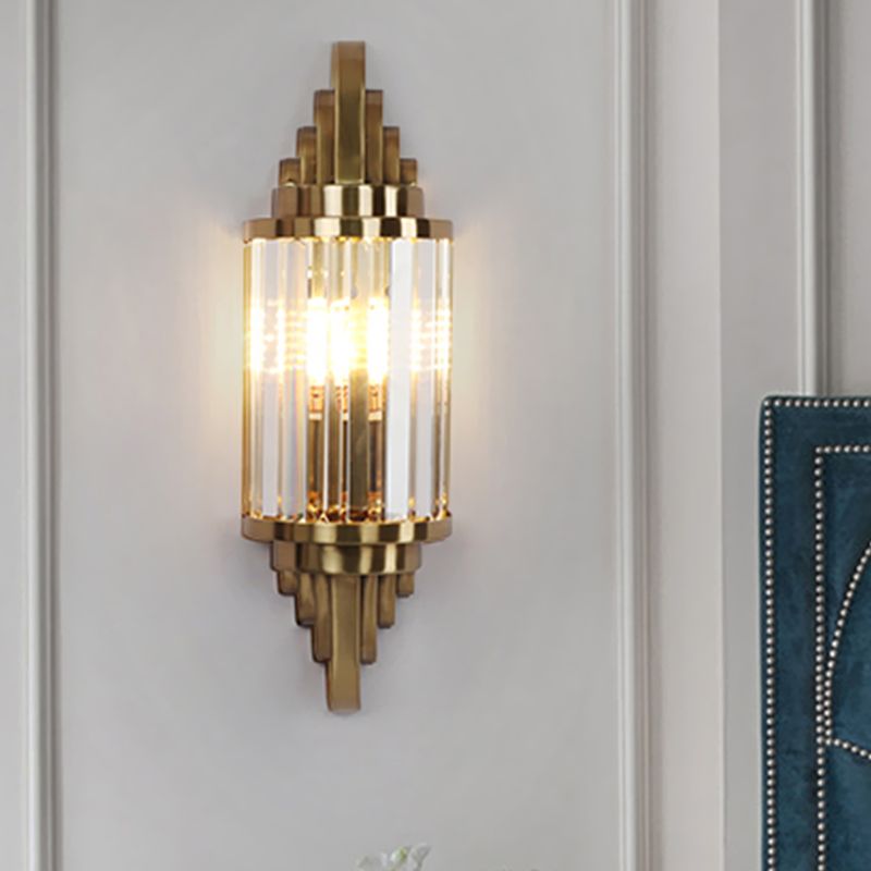 1 Cylindre Cylindre Light Light Contemporary Brass Crystal Wall Mount Moup de montage pour le salon