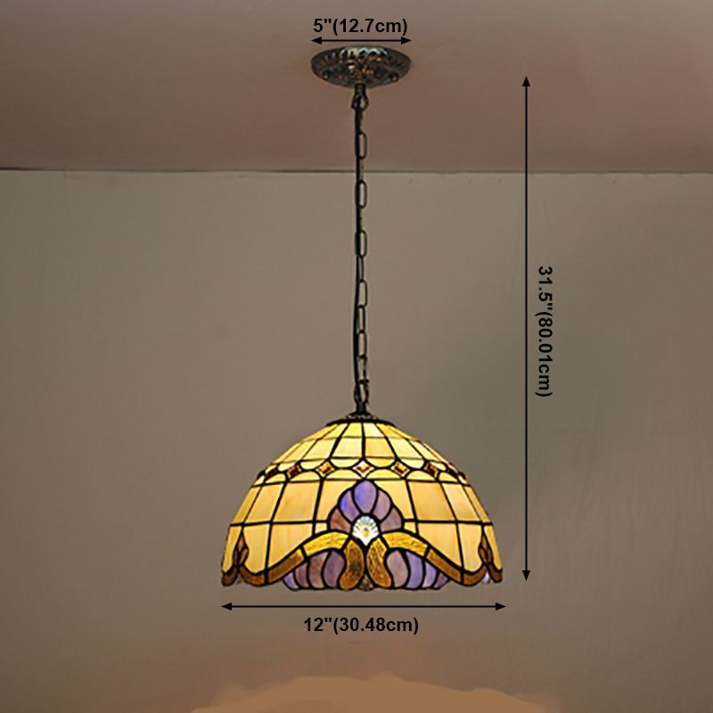 Accesorio de iluminación suspendida mediterránea Tiffany Style Bowl Lighting para sala de estar