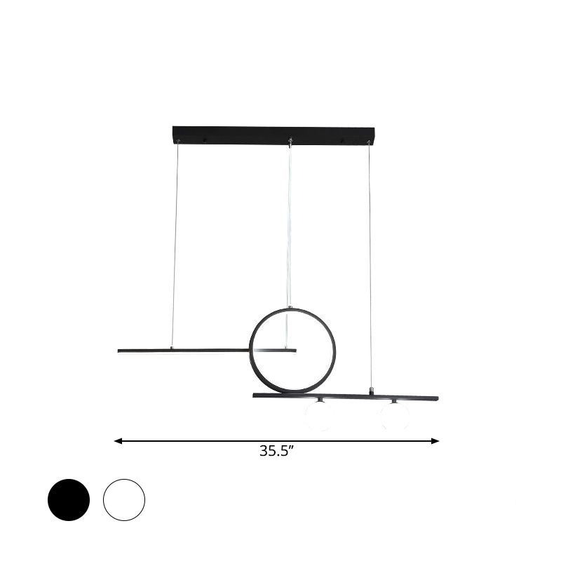 Sospensione bar e cerchio luce modernista in metallo sala da pranzo Idee di illuminazione dell'isola a LED in nero/bianco