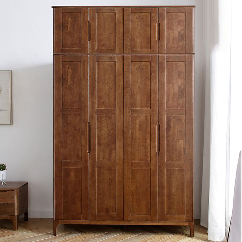 Rubber Wood Wardrobe Cabinet Contemporary Closet Back Hinged Wardrobe