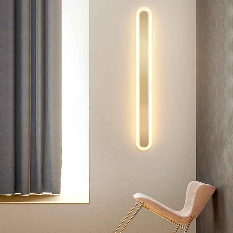 Linear Shape Metal Wall Light Modern Style 1-Light Wall Mounted Light Fixture in Gold