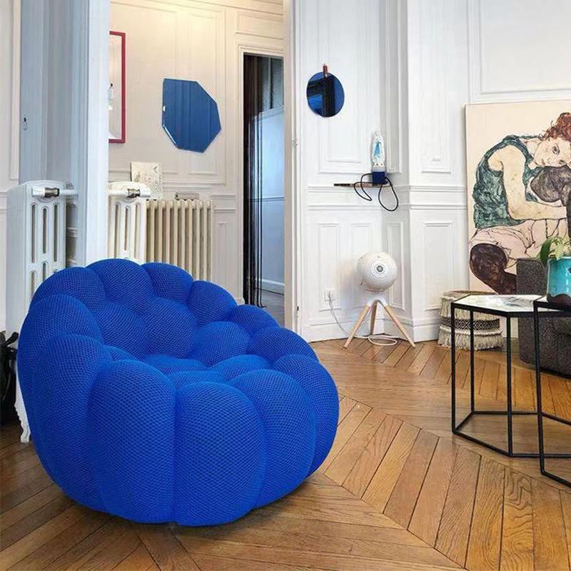 Ultra-Modern Curved Sofa 31.5"High Fabric Biscuit Back Armless Sofa