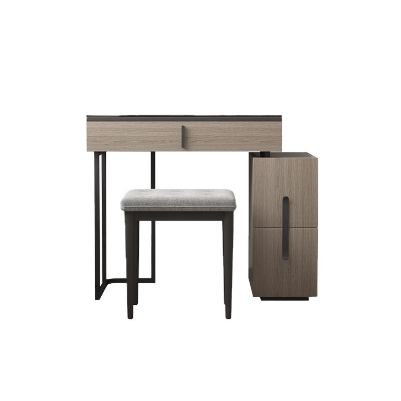 3-Drawer Glass Vanity Table with Stool Glam 26.4" W Dressing Table