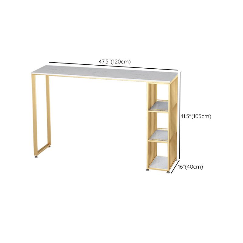 Modern Bar-height Table FauxMarble Top Bistro Bar Table with 3 Shelve