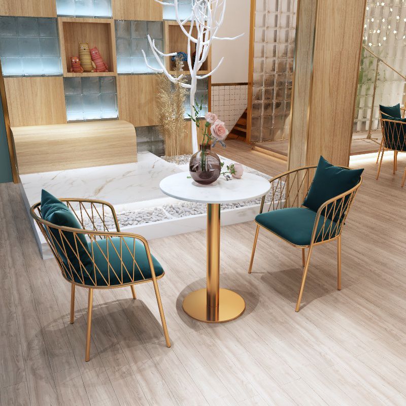 Glam Style Faux Marble Dining Set Round 1/2/3/4/5 Pieces Dining Set for Home Use